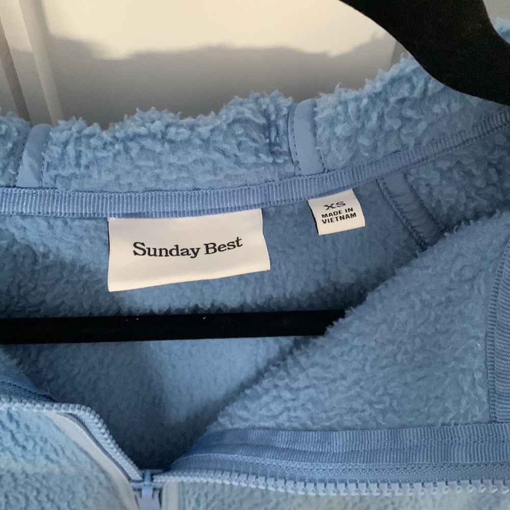 Aritzia Light Blue Sherpa Zip-Up Hoodie - Picture 2 of 7